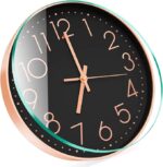 12" Wall Clock Silent & Large Wall Clocks for Living Room Office Home Kitchen Decor Modern Style & Easy to Read - Rose Gold &Black